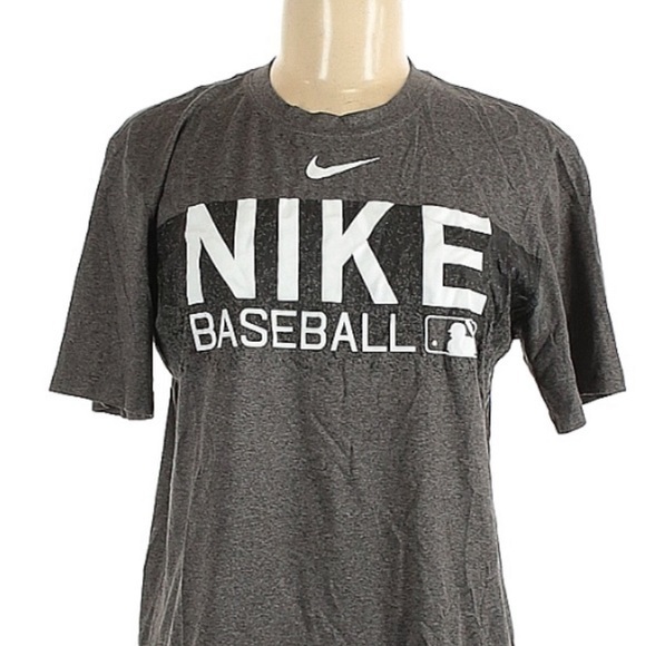The Nike Tee M Athletic Cut Dri-Fit Baseball grey crew neck short sleeve t-shirt - Picture 4 of 9